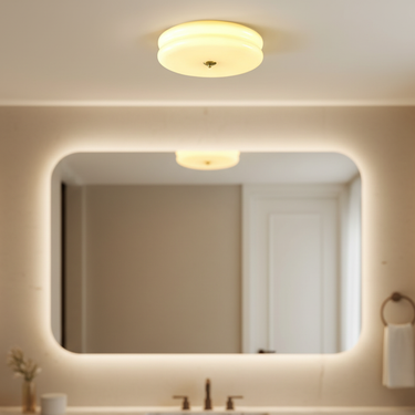 Elegant Flush Mount Ceiling Light - Art Deco Glass Fixture with Warm Ambiance Lighting