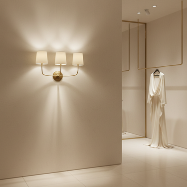 Cadence Triple Arm Mid-Century Wall Sconce Lighting with Fabric Shades Wall Light