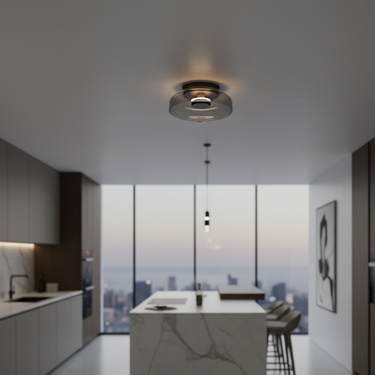 Halo Wall Light - Modern Sculptural Sconce with Layered Glow & Glass Dish Wall Lighting