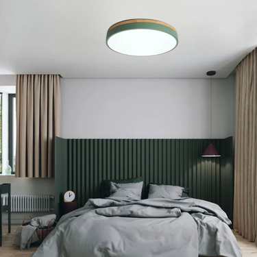 Horizon Flush Mount Ceiling Light - Ultra-Thin Modern Design with Wood Accent Lighting