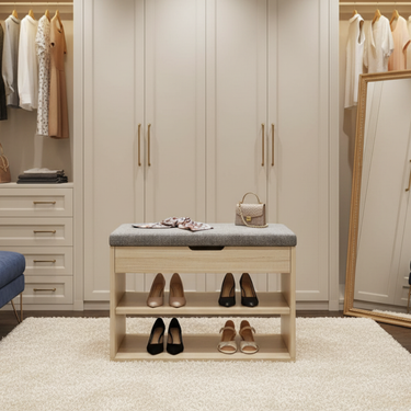 Modern Minimalist 3-Tier Shoe Storage Cabinet - PU Leather & Wood Organizer Shoe Storage