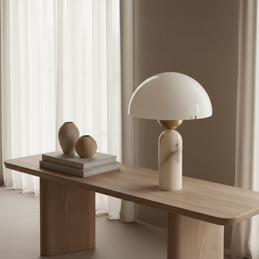 MarbleSphere | Elegant Sculptural Natural Stone Table Lamp for Living Room Lamps