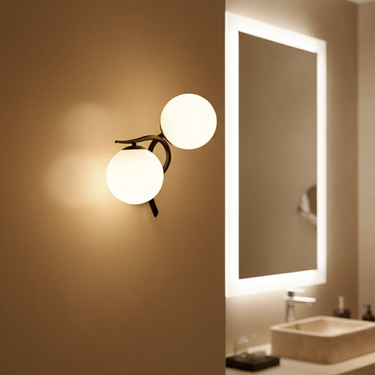 Modern Iron Wall Sconce Lighting with Dual Glass Ball Accent for Bedrooms & Corridors Lighting