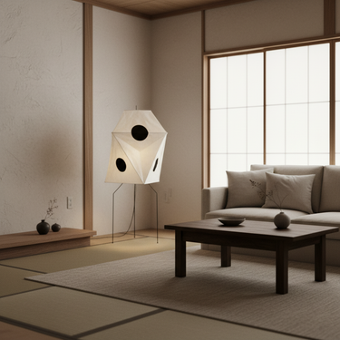 Akari Sculptural Washi Floor Lamp – Soft Ambient Japanese Light Lighting