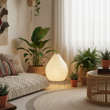 Akari 22N Minimalist Table and Floor Lamp - Washi Paper Shade for Bedroom & Living Room Lamps