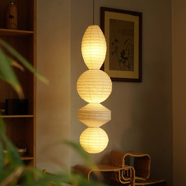 Akari Tayo - Elegant Plug-In Pendant Lamp with Washi Paper Shade Lamps & Lighting