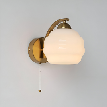 Art Deco Wall Light - Elegant Frosted Glass Sconce with Metal Bracket Lighting