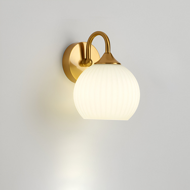 Contemporary Spherical Glass Wall Sconce Light with Striped Design Lighting