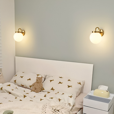 Contemporary Spherical Glass Wall Sconce Light with Striped Design Lighting