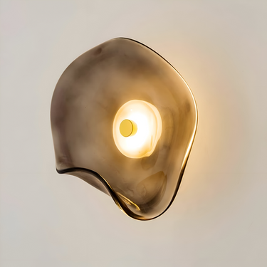 Curved Glass Wall Light Sconce - Japandi Style LED Wall Sconces for Modern Interiors Wall Lighting