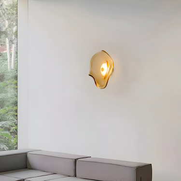 Curved Glass Wall Light Sconce - Japandi Style LED Wall Sconces for Modern Interiors Wall Lighting