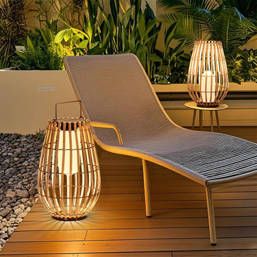 Outdoor Solar Rattan Floor Lamp | Handwoven Waterproof Patio & Garden Lighting Decor Outdoor Lighting
