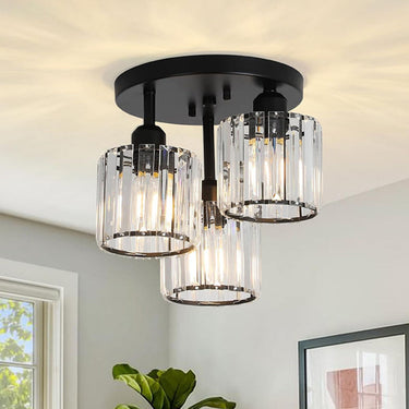 Elegant Crystal Semi Flush Ceiling Light for Bedroom & Living Room Lighting