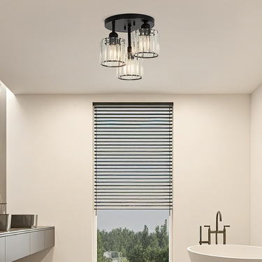 Elegant Crystal Semi Flush Ceiling Light for Bedroom & Living Room Lighting