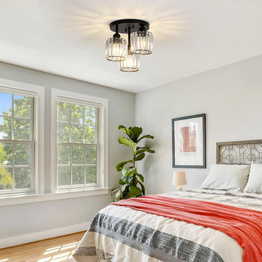 Elegant Crystal Semi Flush Ceiling Light for Bedroom & Living Room Lighting