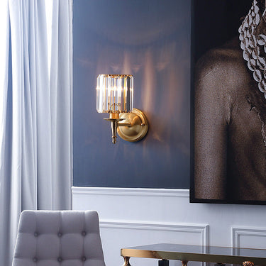 Elegant Crystal Wall Sconce Light in Sleek Brass Design for Home Decor Wall Lighting