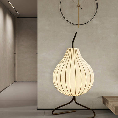 Elegant Modern Floor Lamp with Pear Silk Shade for Living Room Decor Lamps