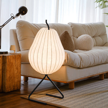 Elegant Modern Floor Lamp with Pear Silk Shade for Living Room Decor Lamps