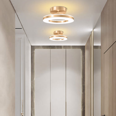 Elegant Modern Flush Mount Ceiling Light - Gold Iron LED Fixture Lighting