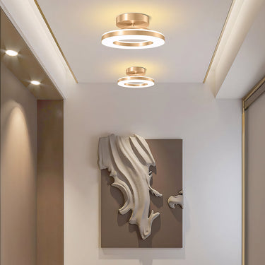 Elegant Modern Flush Mount Ceiling Light - Gold Iron LED Fixture Lighting