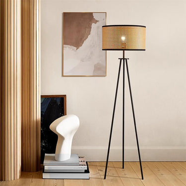 Elegant Morenci Floor Lamp with Handmade Wicker Shade & Minimalist Design Floor Lamps