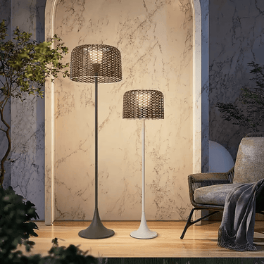Elegant Solar Outdoor Floor Lamp | Waterproof Rattan LED Patio Garden Light Outdoor Lighting