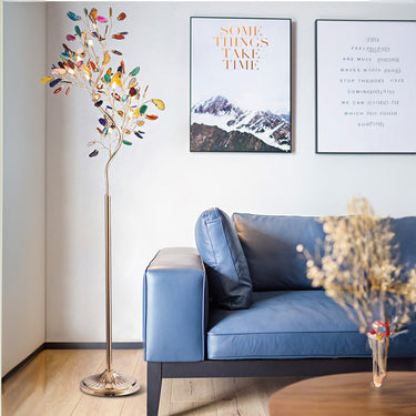 Elegant Tree Branch Floor Lamp with Agate Shades for Living Room Floor Lamps