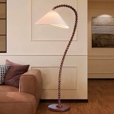 Sculptural Wooden Bead Floor Lamp – Modern Statement Floor Light for Living Spaces Floor Lamps