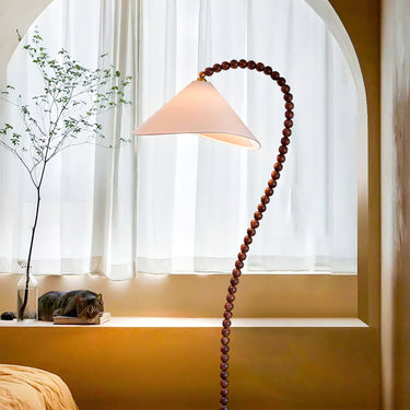 Sculptural Wooden Bead Floor Lamp – Modern Statement Floor Light for Living Spaces Floor Lamps