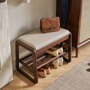 Elegant Shoe Rack Storage Bench - Entryway Shoe Storage with Leather Seating Benches