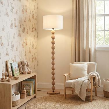 Hugo Sculptural Wood Floor Lamp – Modern Floor Light with Wooden Spheres for Living Spaces Floor Lamps