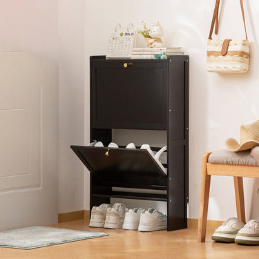 Minimalist Shoe Storage Cabinet - Large Capacity Bamboo & MDF Organizer Shoe Cabinets