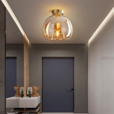 Modern Copper Flush Mount Ceiling Light Fixture for Hallway & Living Room Lighting