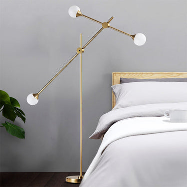 Modern White Glass Orb Floor Lamp with Adjustable Swing Arm Floor Lamps