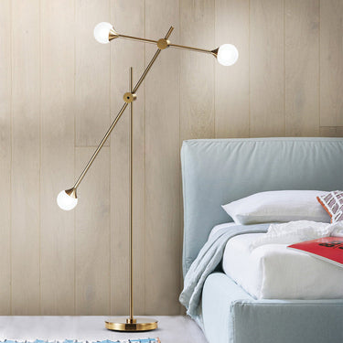Modern White Glass Orb Floor Lamp with Adjustable Swing Arm Floor Lamps