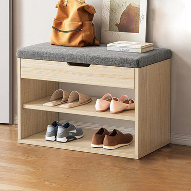 Modern Minimalist 3-Tier Shoe Storage Cabinet - PU Leather & Wood Organizer Shoe Storage