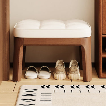 Modern Minimalist Low Stool - PU Leather Upholstery & Solid Wood Frame Stools