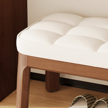 Modern Minimalist Low Stool - PU Leather Upholstery & Solid Wood Frame Stools