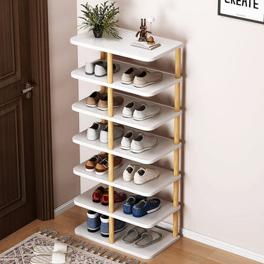Modern Minimalist Shoe Rack - 6/7 Tier PVC & Wood Shoe Organizer Shoe Storage