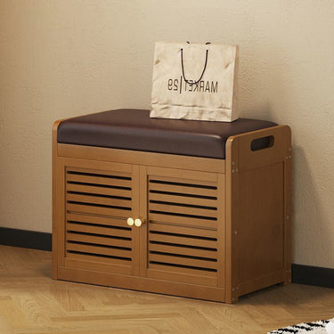 Modern Minimalist Shoe Storage Bench with Faux Leather Cushion Benches
