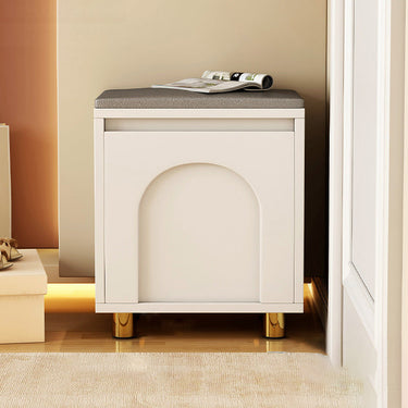 Nordic Style Shoe Storage Bench - Armless Entryway Seating in Faux Leather Benches