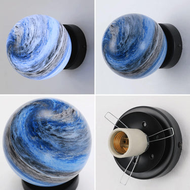Planet Glass - Modern Flush Mount Ceiling and Wall Light for Bedroom & Living Spaces Ceiling Lights
