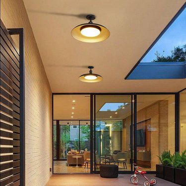 Outdoor Waterproof Ceiling Light IP65 | Black Round Semi Flush Mount Fixture for Patio Porch Lighting Outdoor Lighting
