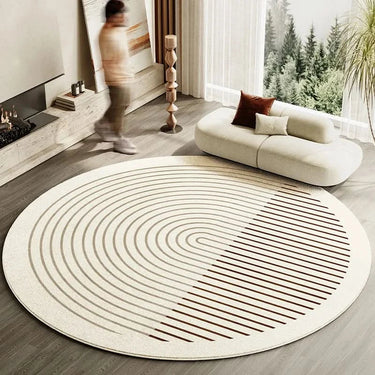 Velmora | Luxury Round Washable Area Rug, Thick Non-Slip Striped Rug for Living Spaces Rugs