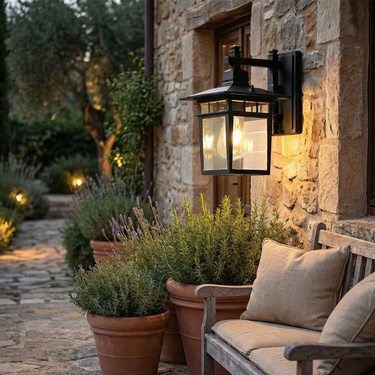 Ashford - Rustic Outdoor Wall Lantern | Durable Aluminum & Glass Exterior Light for Patios Outdoor Lighting