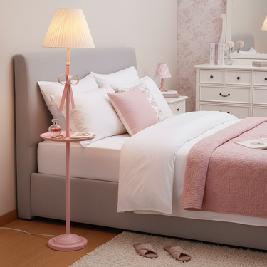 Sara Ribbon Modern Floor Lamp with Tray - Stylish Standing Lamp for Living Room Floor Lamps