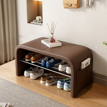 Scandinavian Shoe Storage Bench - 1-Tier Faux Leather Shoe Rack for Entryway Shoe Storage Benches