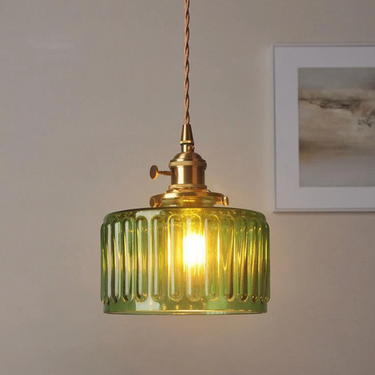 Vintage Tonic Pendant Light - Fluted Glass Shade for Kitchen Island Lighting Pendant Lights