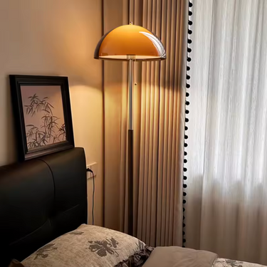 Rustina Modern Floor Lamp - Retro Amber Acrylic Dome for Living Room Lighting
