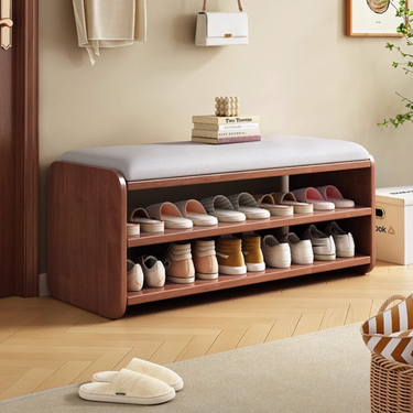 Modern Minimalist Shoe Rack Bench with Two-Tier Shoe Storage for Entryway Benches